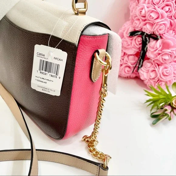 NEW Coach Marlie Top Handle Satchel In Colorblock Chalk Multi C2836